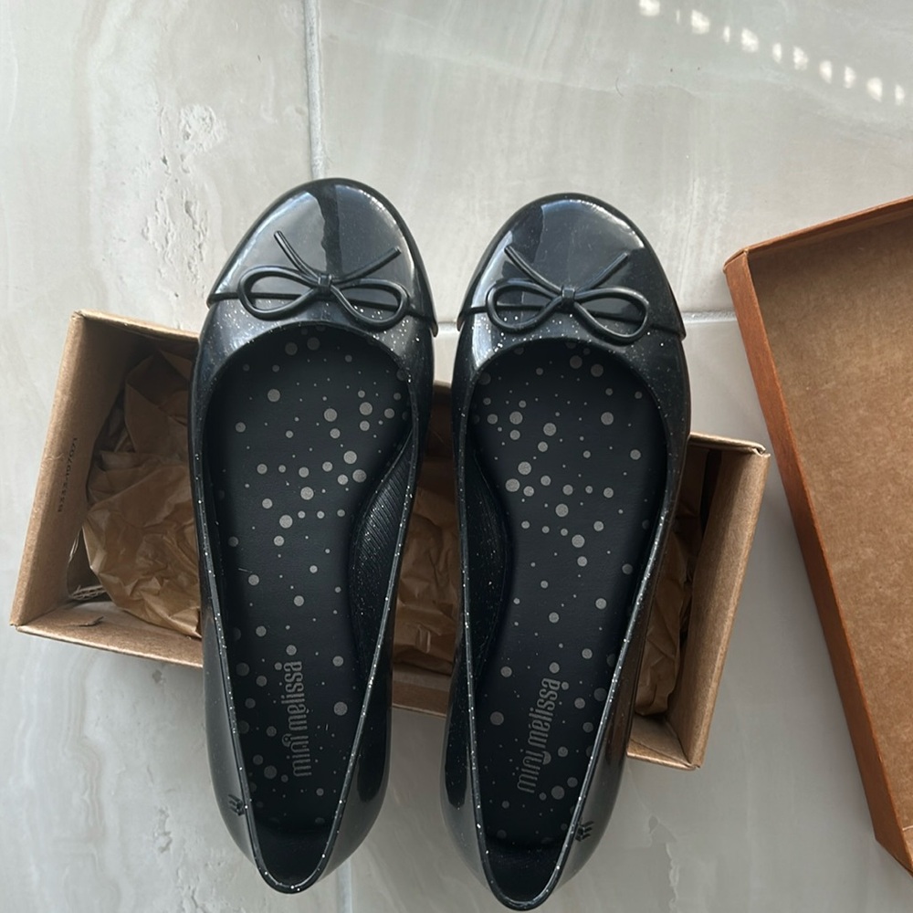 Mini Melissa - Black sparkly flats - Great condition